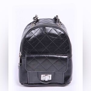 Black Vegan Leather Studded Spike Backpack Purse
